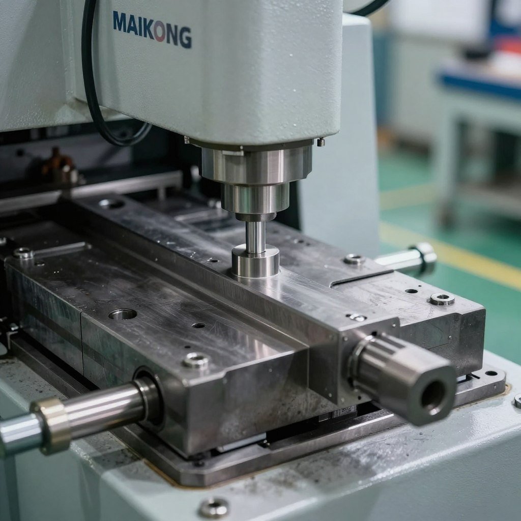 Close-up of MAIKONG maxi brick machine mould system showing precision engineering
