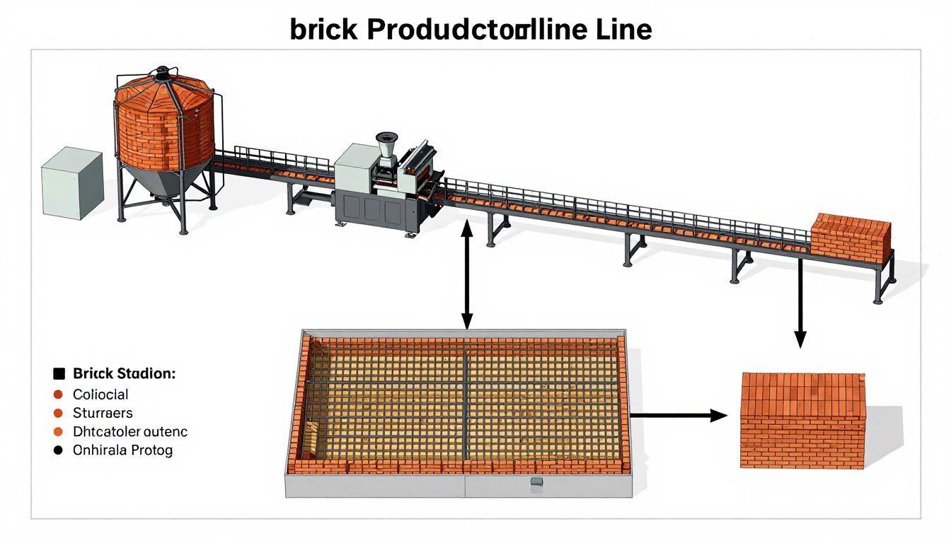 Complete brick production line layout diagram
