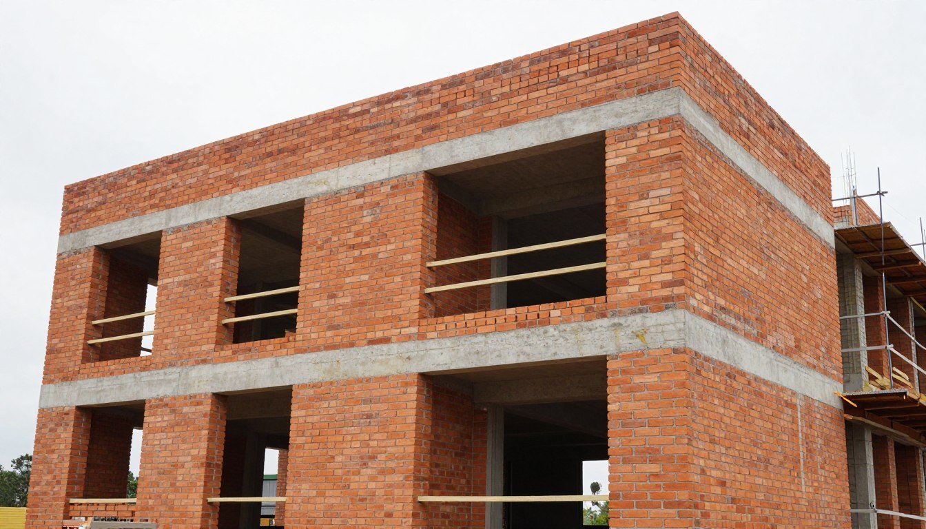 Completed construction project using bricks from MAIKONG Fully Automatic Brick Making Machine