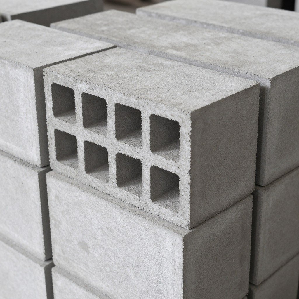 Hollow concrete blocks with multiple cavities produced by MAIKONG machine