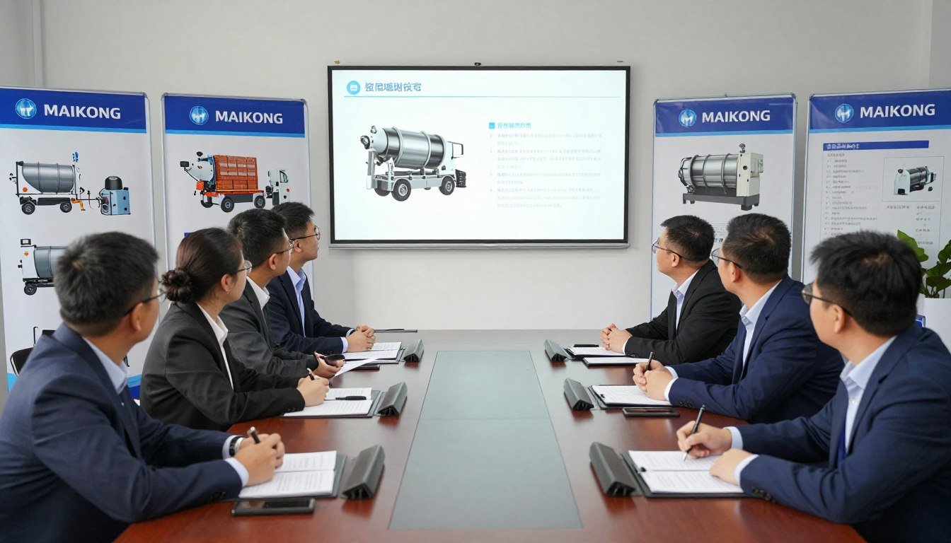 MAIKONG distributor partnership meeting for concrete mixer machines and brick production equipment