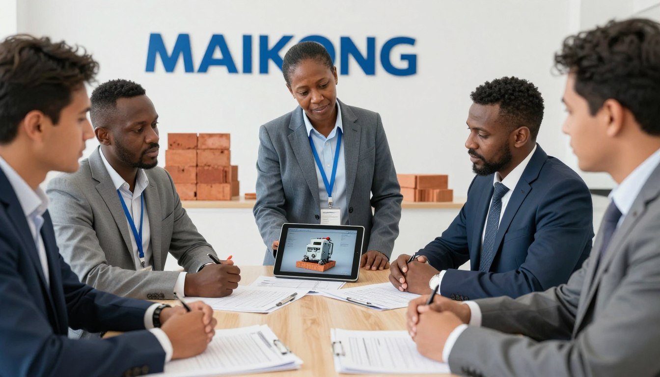 MAIKONG engineer consulting with South African client about brick making project requirements MAIKONG engineer consulting with South African client about brick making project requirements