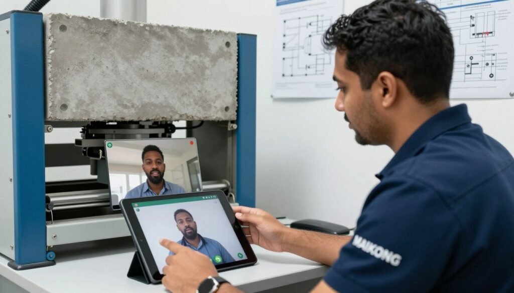 MAIKONG technical support specialist assisting a client via video call on WhatsApp MAIKONG technical support specialist assisting a client via video call on WhatsApp