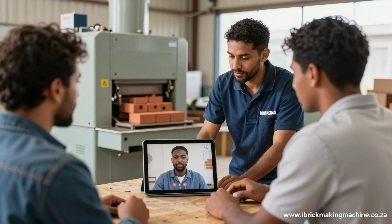 MAIKONG technical support team assisting a customer with small brick making machine