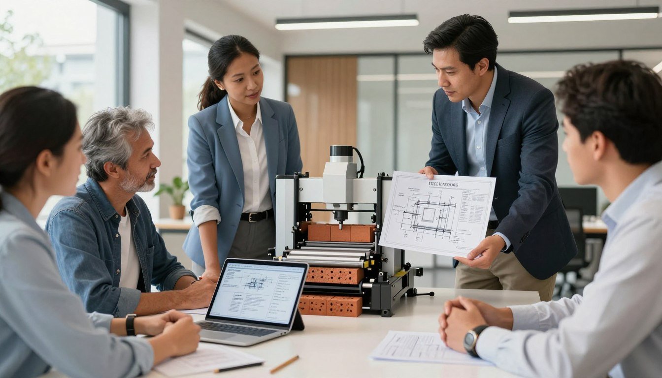 MAIKONG technical team providing consultation on automatic brick laying machine implementation MAIKONG technical team providing consultation on automatic brick laying machine implementation