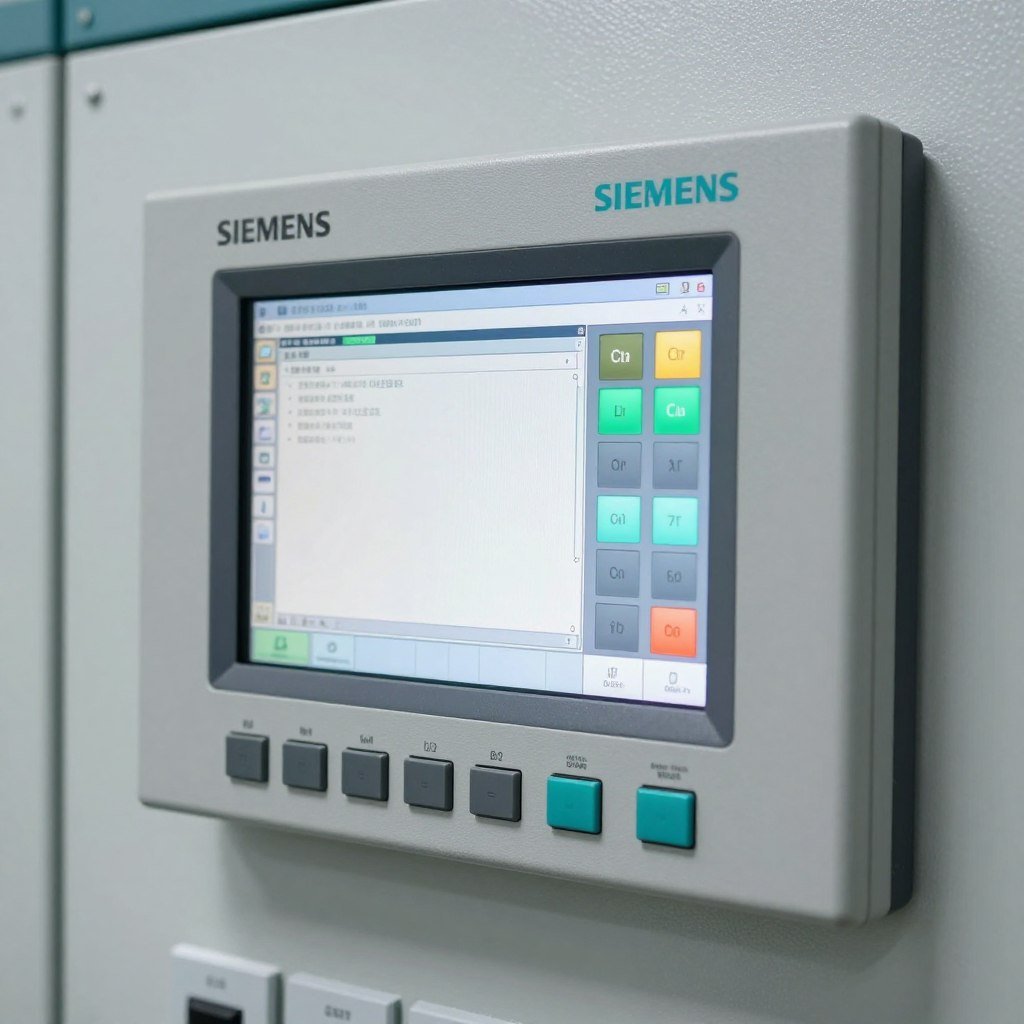 Siemens PLC and touchscreen control panel on the concrete block making machine Siemens PLC and touchscreen control panel on the concrete block making machine