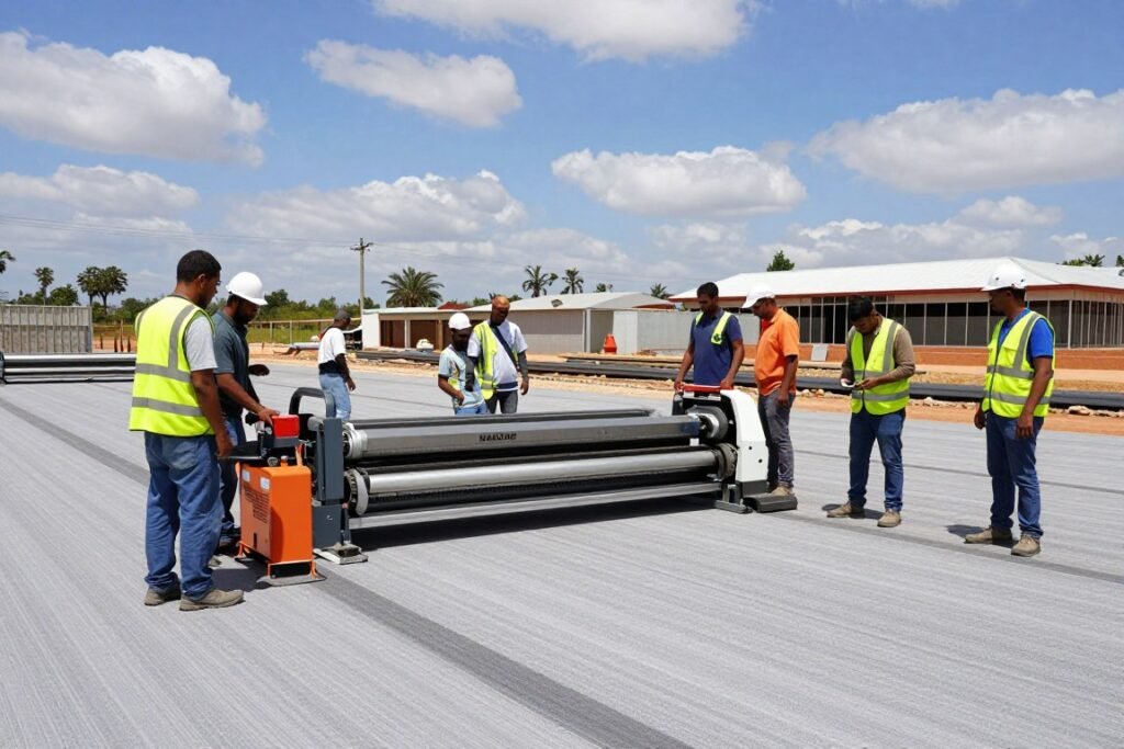 South African construction team using a MAIKONG brick laying machine South African construction team using a MAIKONG brick laying machine