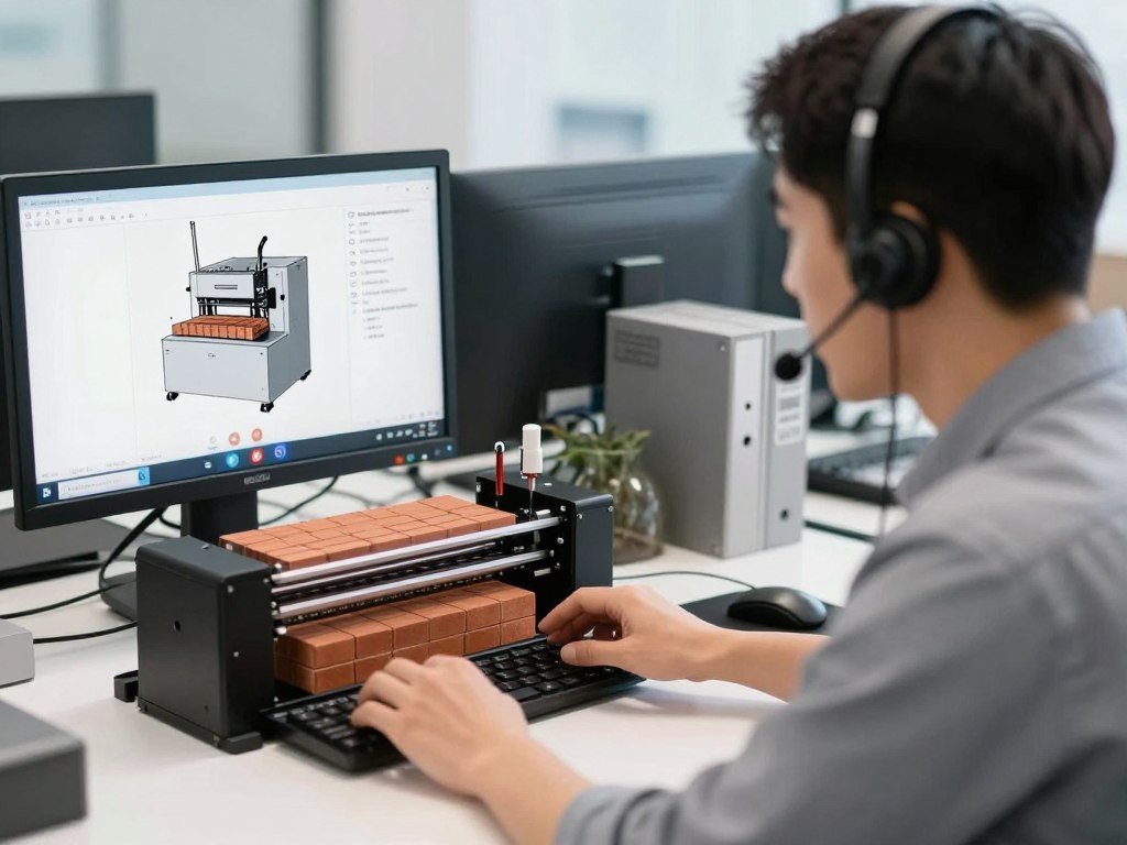 Technical support team assisting with OEM brick making machine setup