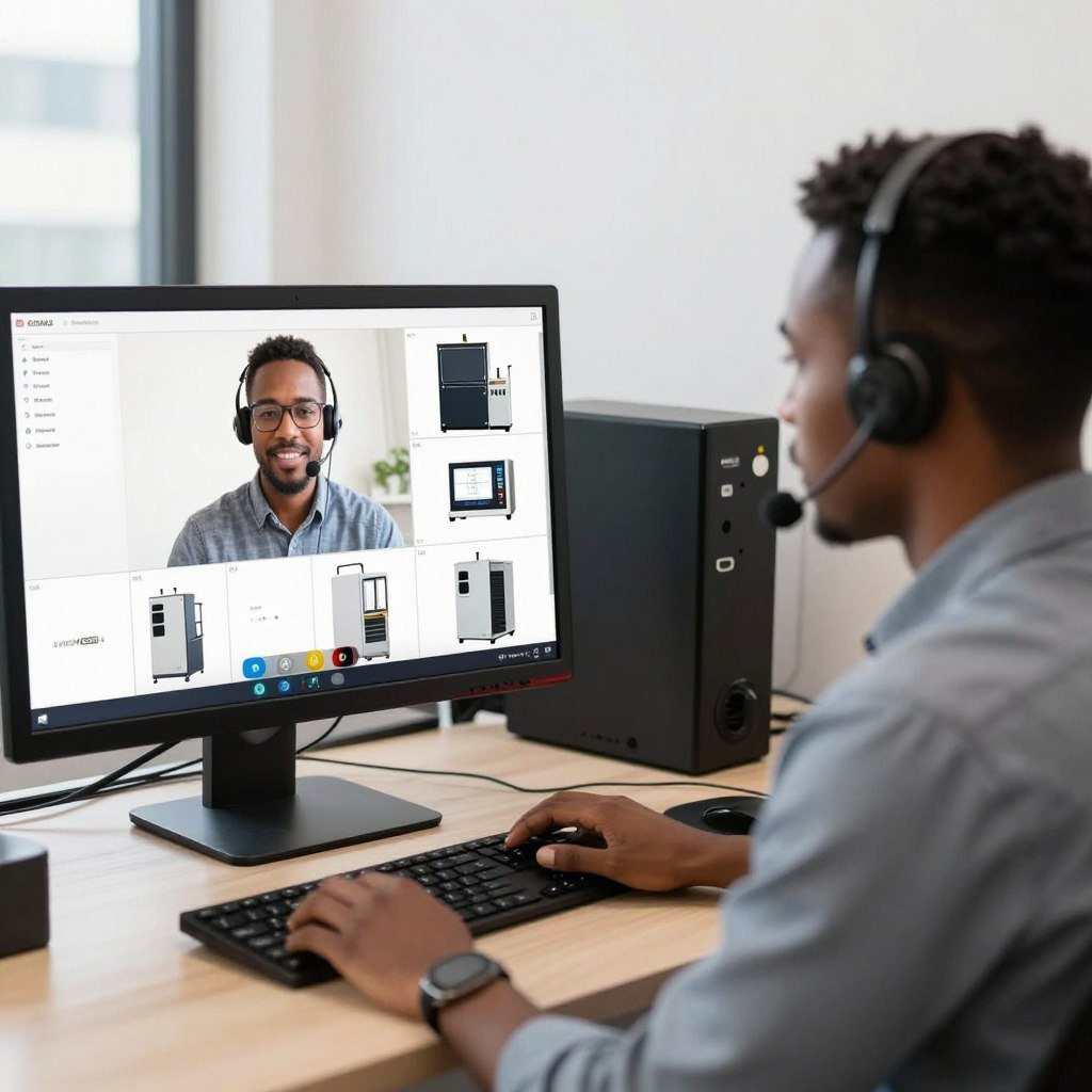 Technical support team helping customer Technical support team helping customer