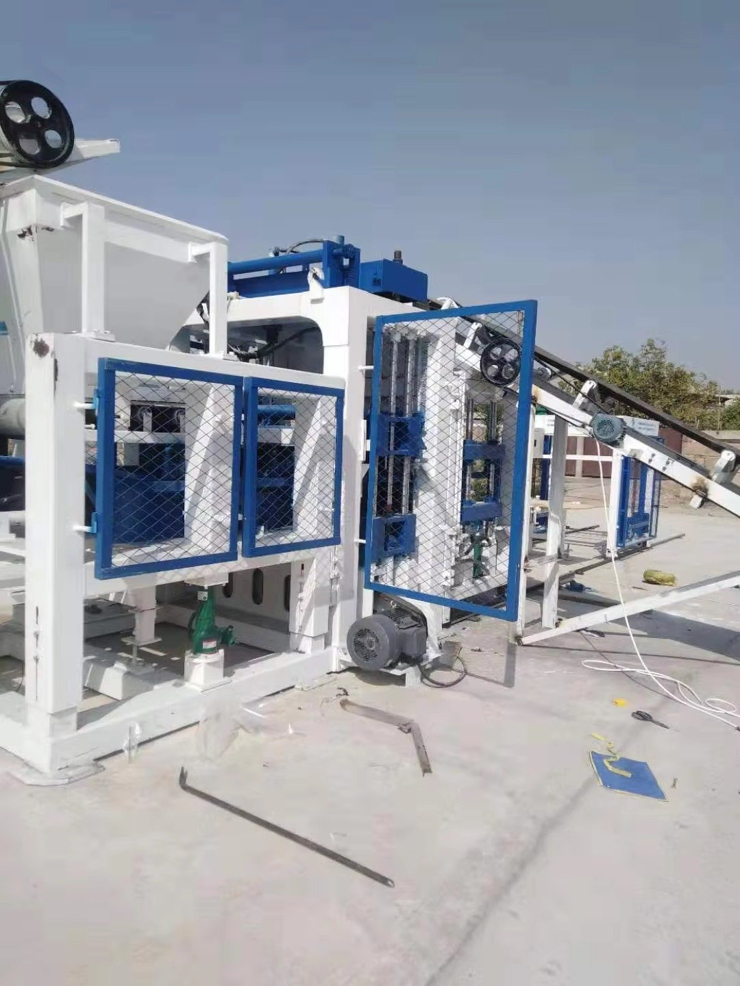 Portable brick making machine operating in remote South African rural location