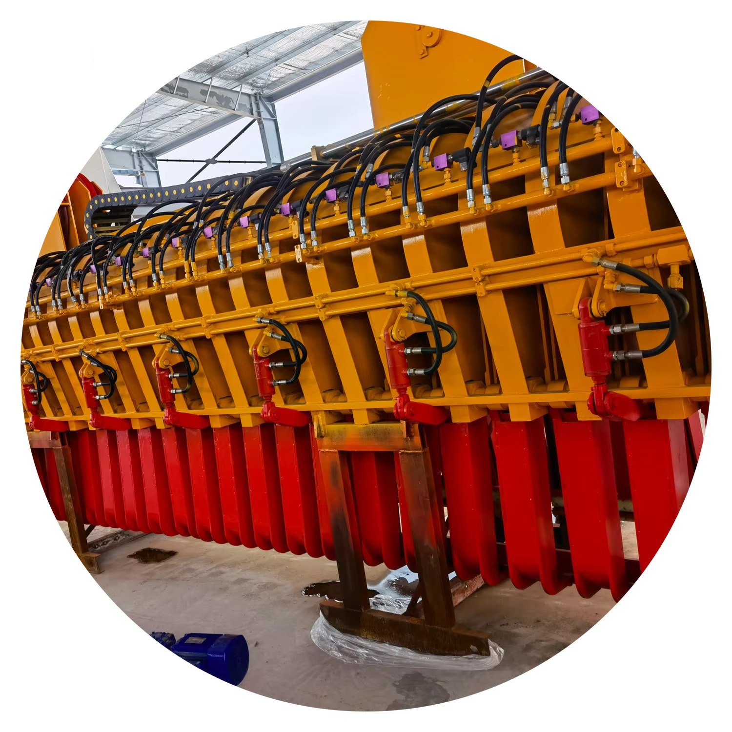 Semi-automatic brick making machine production line showing block formation process