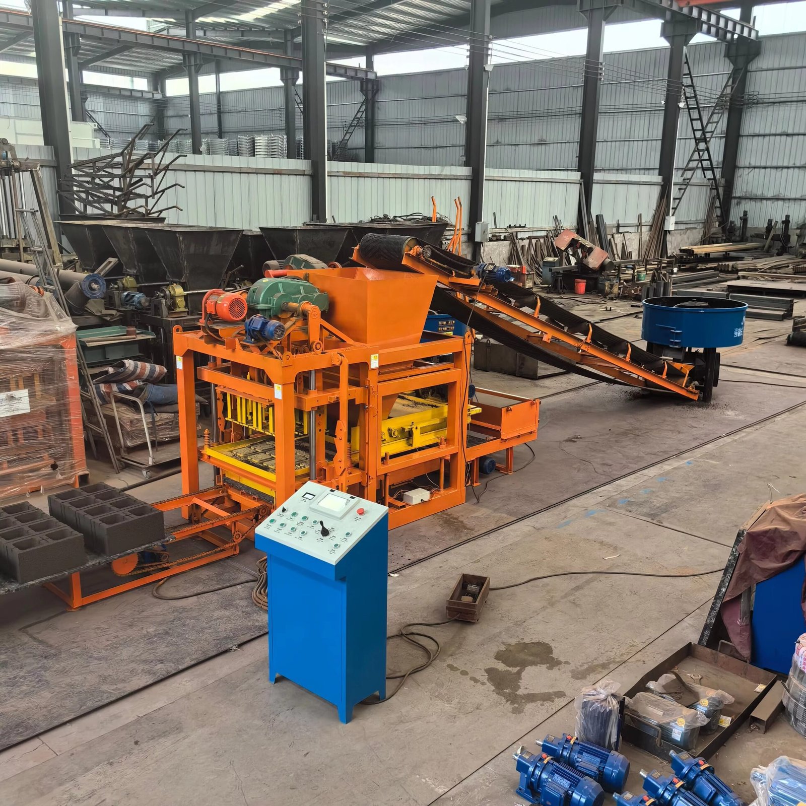 Modern brick making machine producing Mampara bricks in South African factory