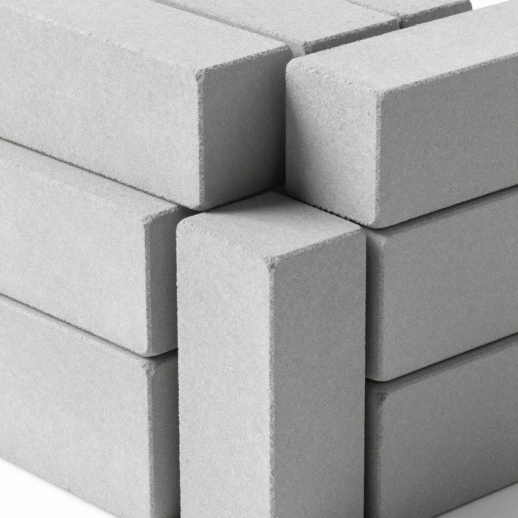 Cement Stock Bricks displaying their uniform gray color and consistent dimensions Cement Stock Bricks displaying their uniform gray color and consistent dimensions
