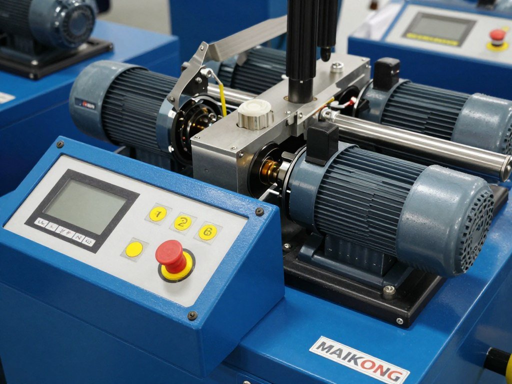 Close-up of MAIKONG Electric Brick Machine control panel and vibration system