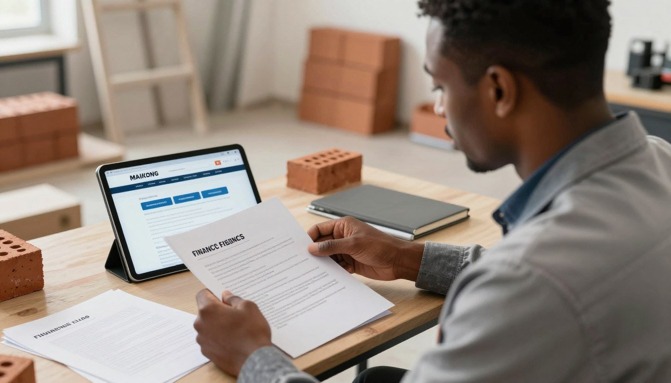 South African business owner reviewing MAIKONG brick making machine financing options