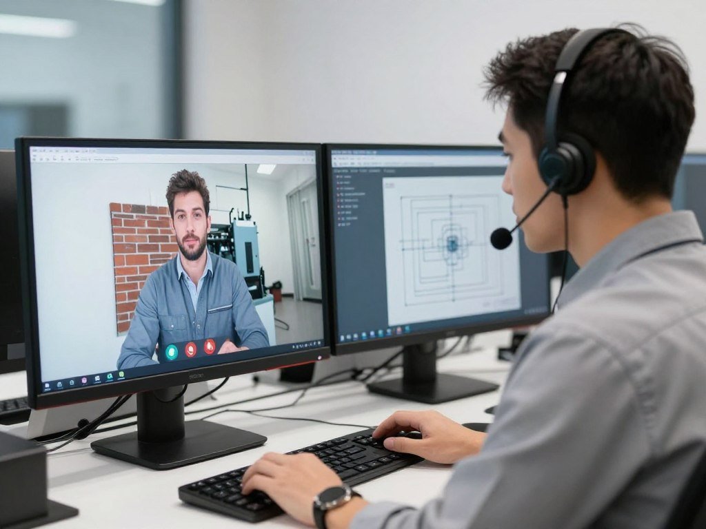 MAIKONG technical support team assisting customer via video call