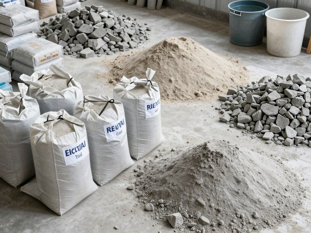 Raw materials for brick production - cement, sand, and aggregates