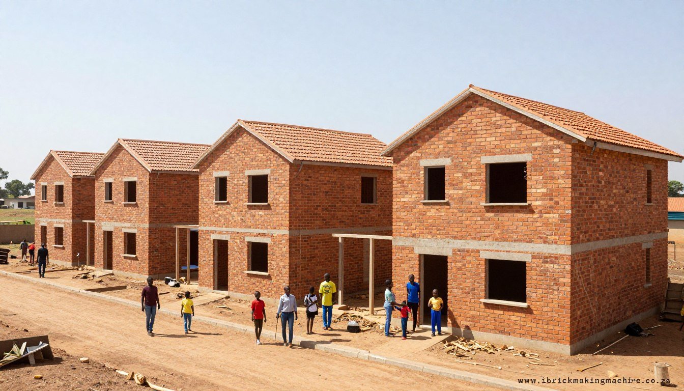 African housing project built with interlocking cement bricks African housing project built with interlocking cement bricks