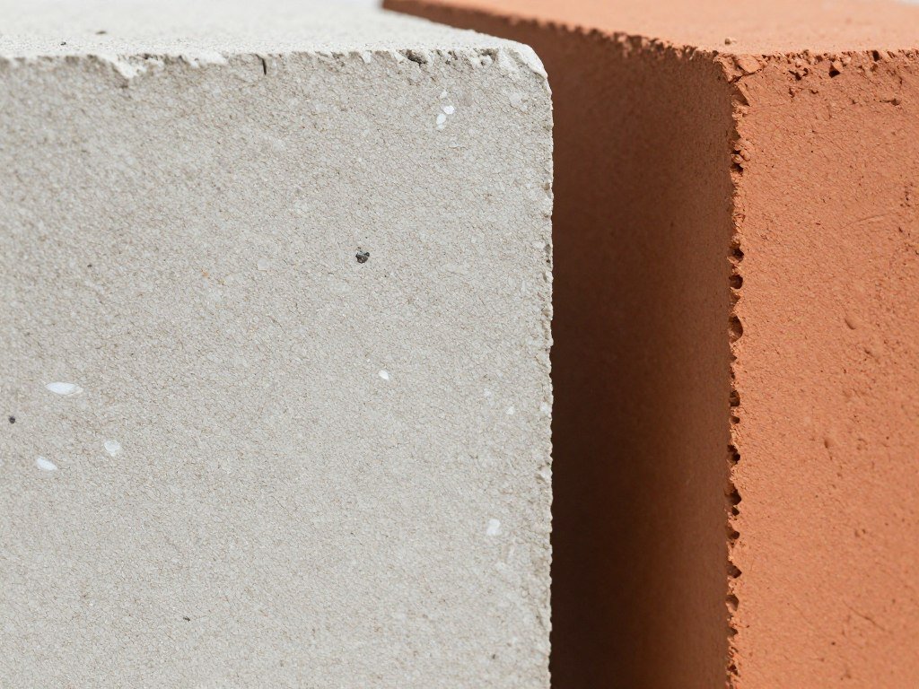 Close-up comparison of Mampara cement brick texture and composition