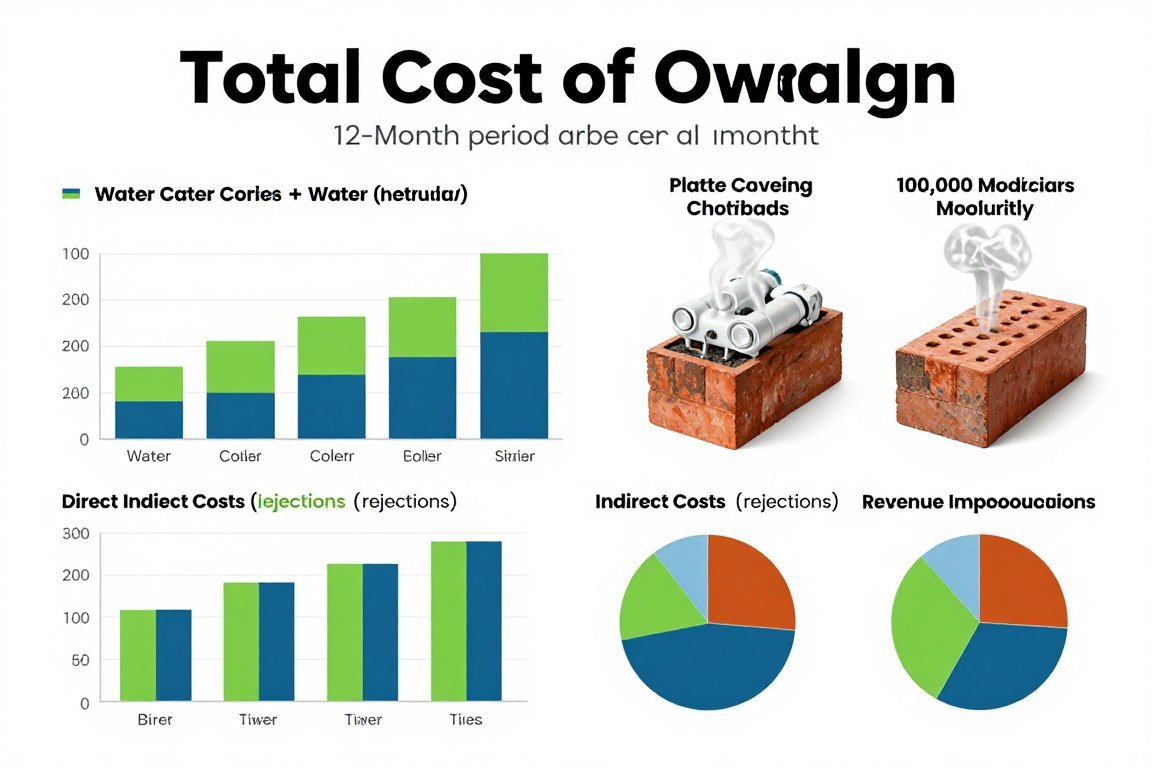 Financial comparison chart showing total cost of ownership for different cement brick curing methods