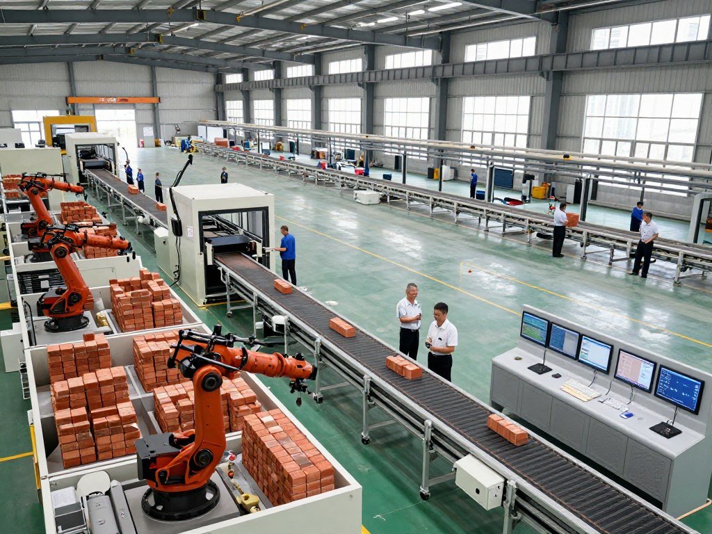 Fully automatic brick production line with integrated curing system