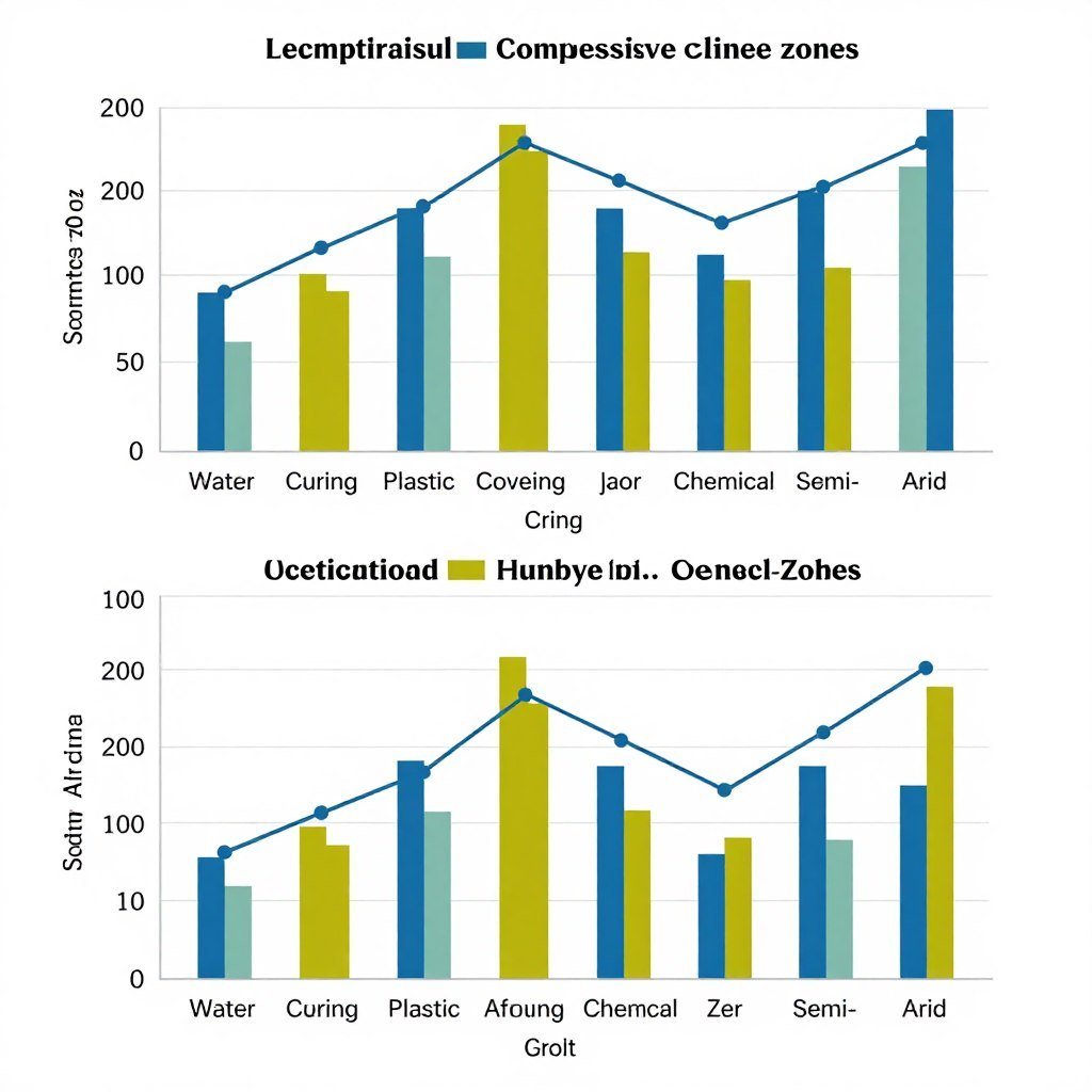 Graph comparing cement brick strength development across different South African climate zones