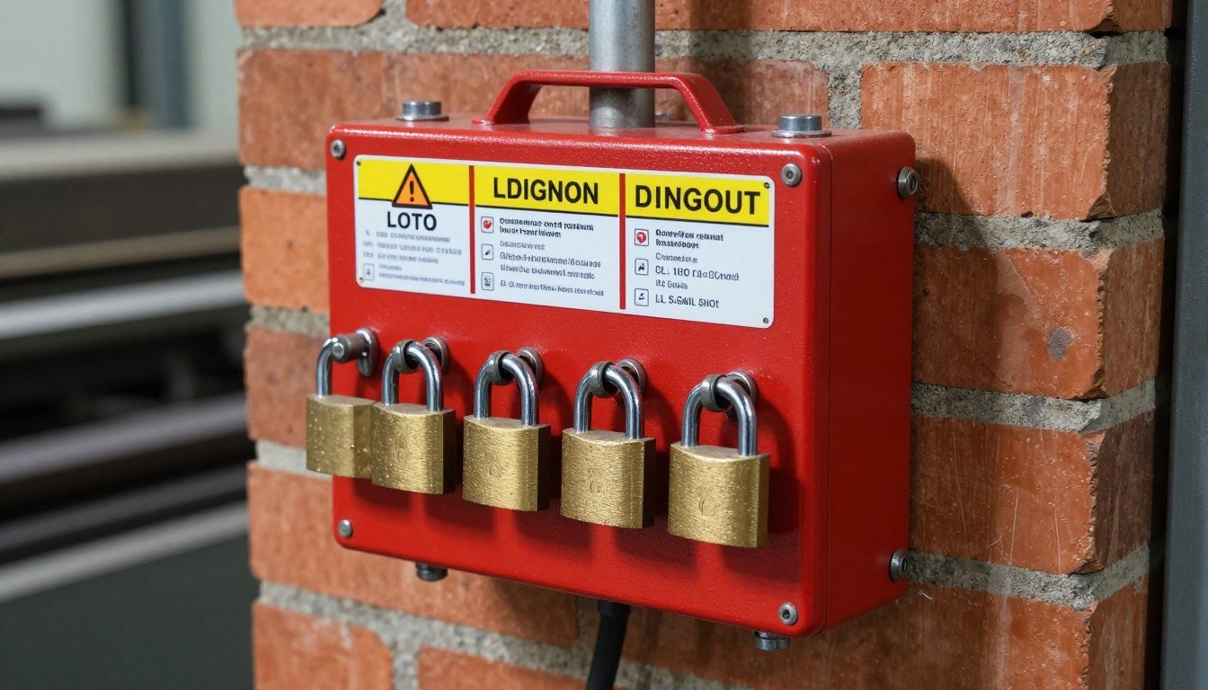 Lockout-tagout system on brick machine power disconnect