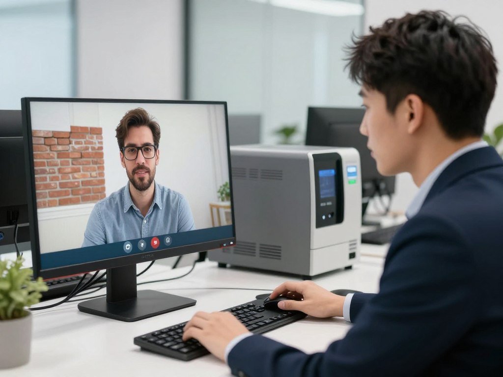 MAIKONG technical support team assisting customer via video call