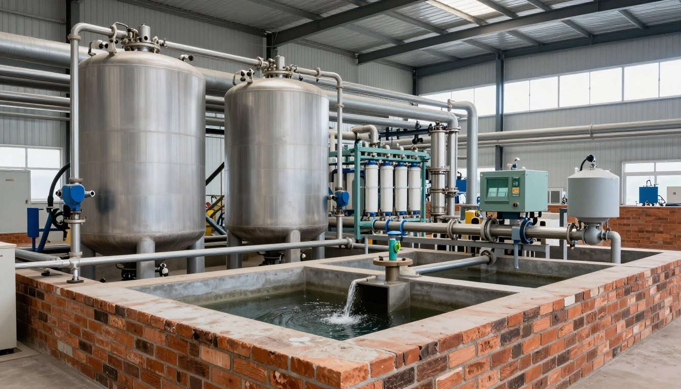 Water recycling system for cement brick curing facility Water recycling system for cement brick curing facility