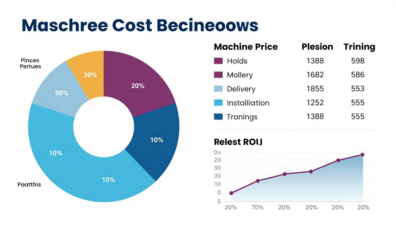 Cost breakdown chart showing brick making machine investment components including equipment, installation, and training