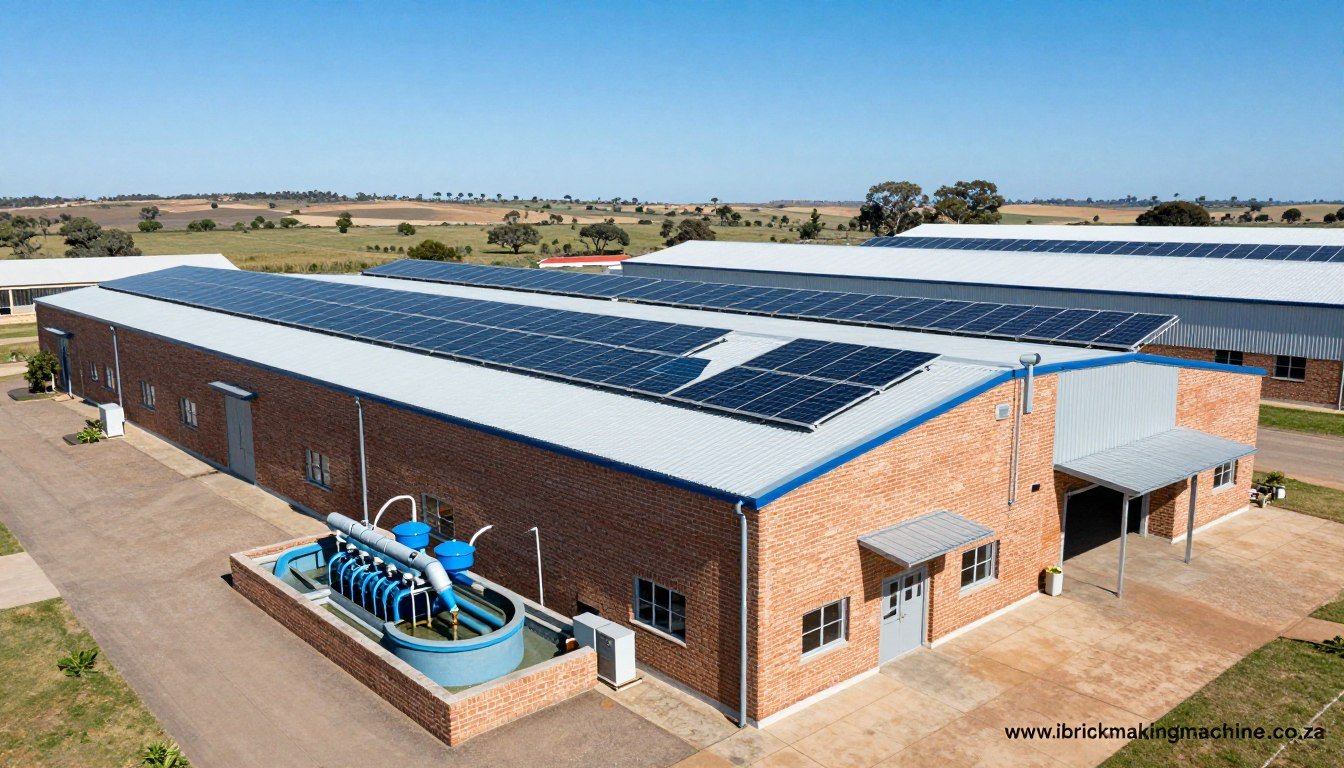 Eco-friendly brick manufacturing facility with solar panels