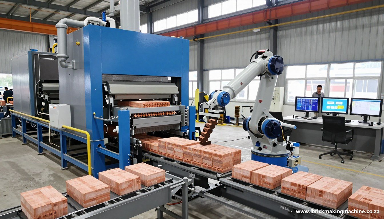 Fully automatic brick production line showing integrated manufacturing system