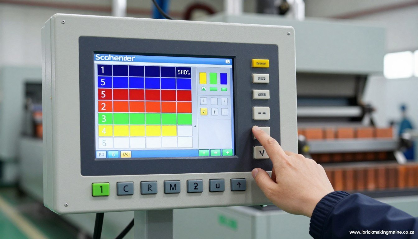 PLC control panel interface on brick making machine