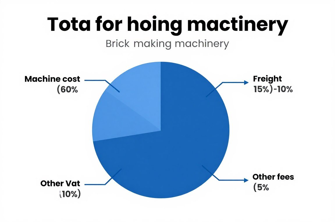 Pie chart showing breakdown of brick machine import costs including machine price, freight, duties, and taxes Pie chart showing breakdown of brick machine import costs including machine price, freight, duties, and taxes