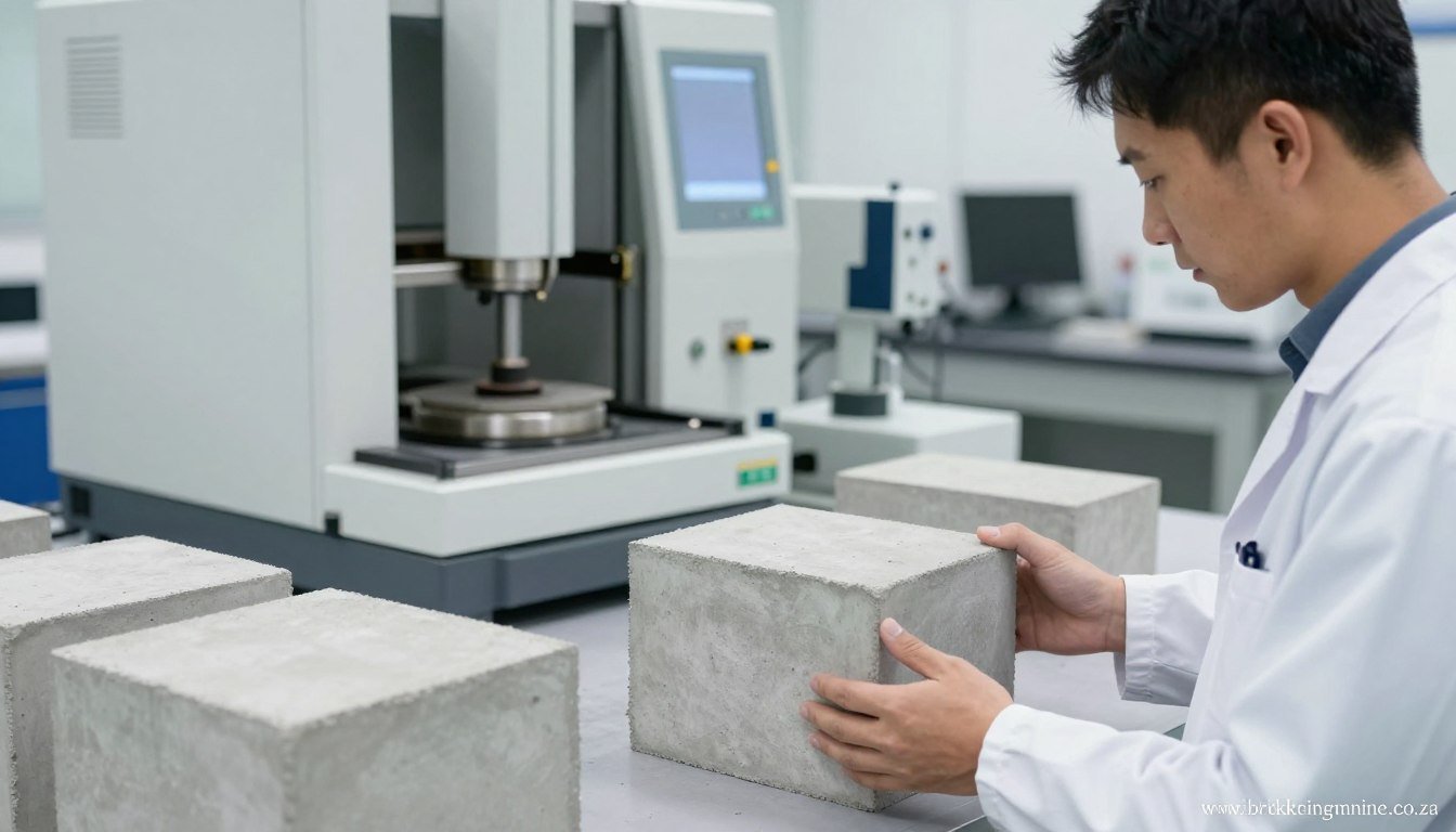 Quality control testing of finished concrete blocks