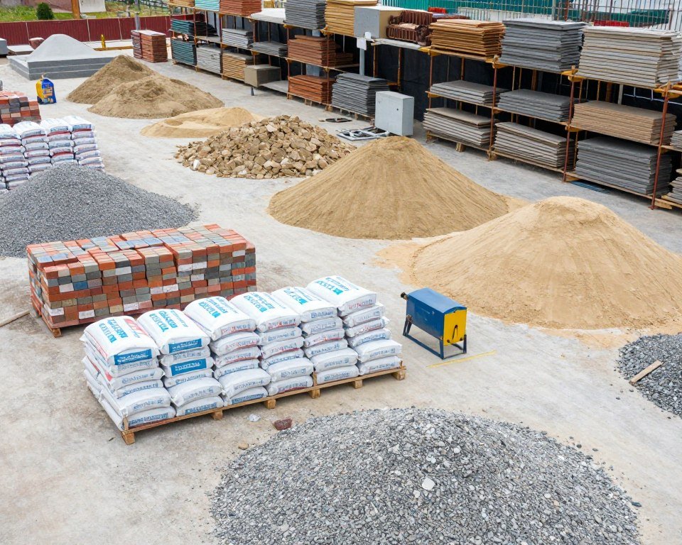 Raw materials for brick production including cement and aggregates Raw materials for brick production including cement and aggregates
