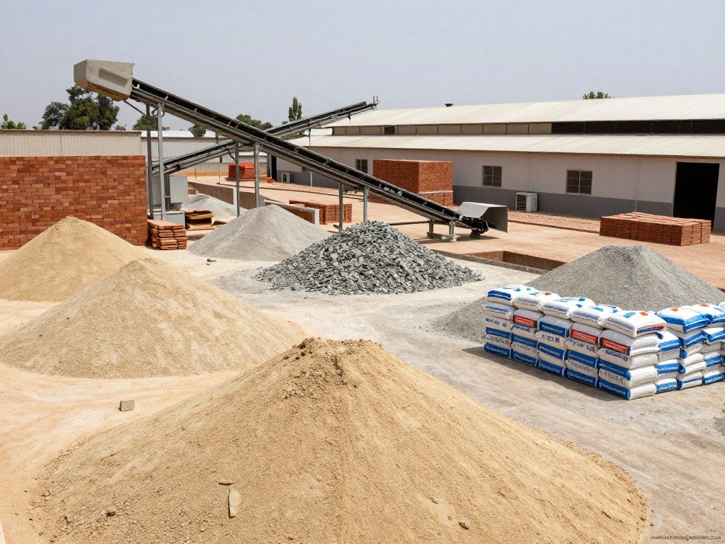 Raw materials for brick production stockpiled Raw materials for brick production stockpiled