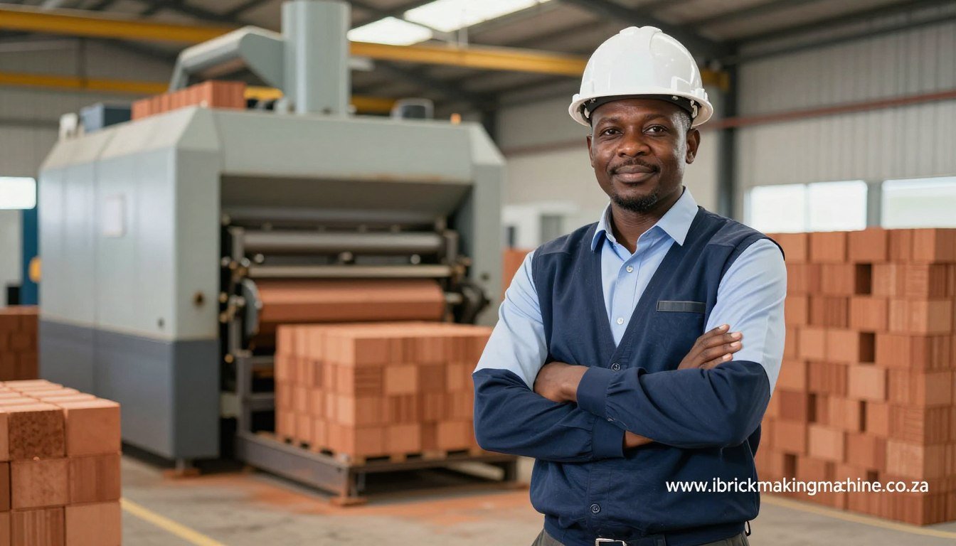 Successful brick manufacturing business owner at facility