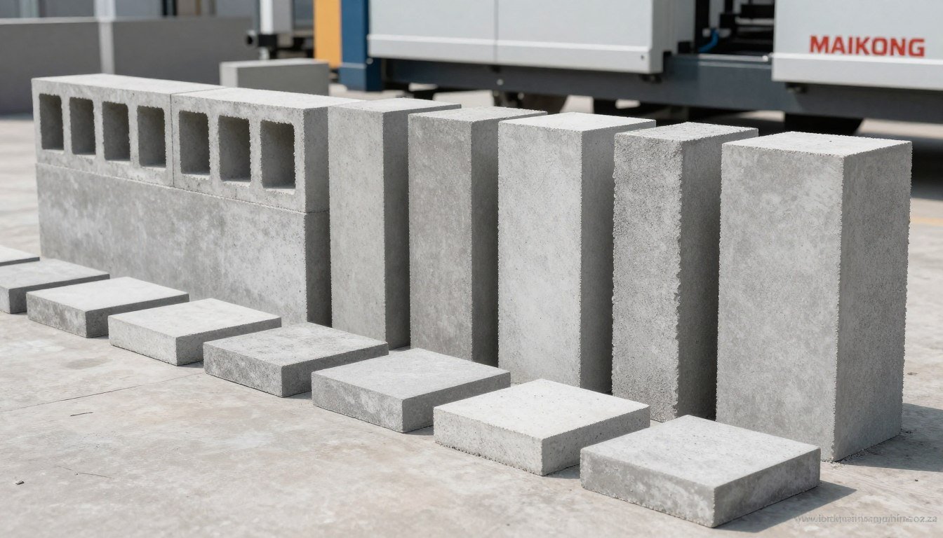 Various concrete blocks produced by MAIKONG machine Various concrete blocks produced by MAIKONG machine